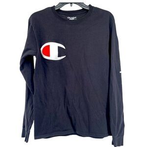 Champion | Men’s Heritage Big C Black Long Sleeve Graphic T-Shirt Size Small